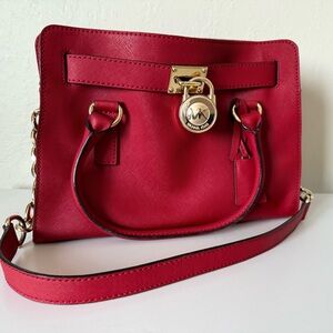 Michael Kors Hamilton Medium Red Saffiano Satchel
